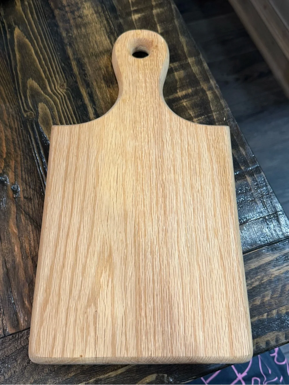 Wooden Paddle Board with Green and Cream Apple Tile